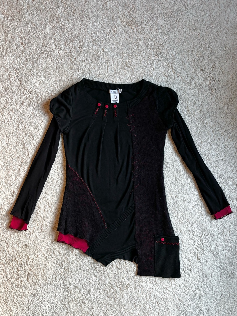 Dzhavael Asymmetric Art to Wear Long-Sleeve Sweater Tunic Size S